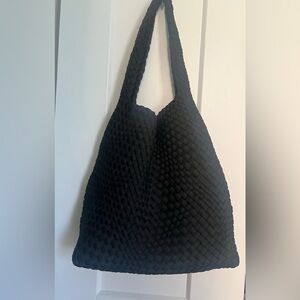 Elegant Black Woven Tote Bag